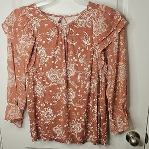 Cupio Women's Terracotta Floral Blouse Size L‎